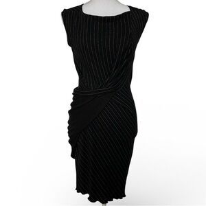 MaxMara Black Pinstripe Midi Dress 48